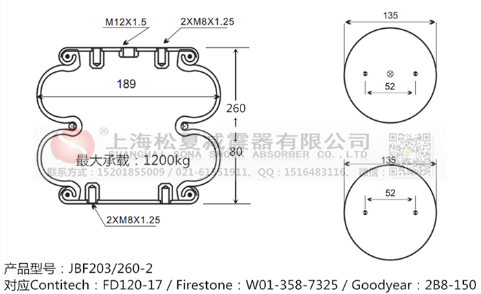 JBF203/260-2橡膠<a href='http://sc028ly.com/' target='_blank'><u>空氣彈簧</u></a>
